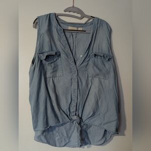 Chico's Size 3 High Low Denim Shirt